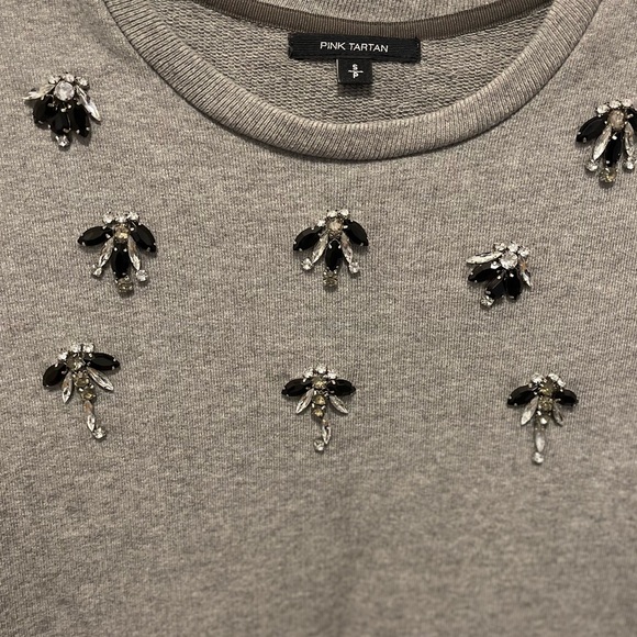 Pink Tartan. Pink tartan grey sweatshirt. Pink tartan bedazzled sweatshirt Small - Picture 2 of 6